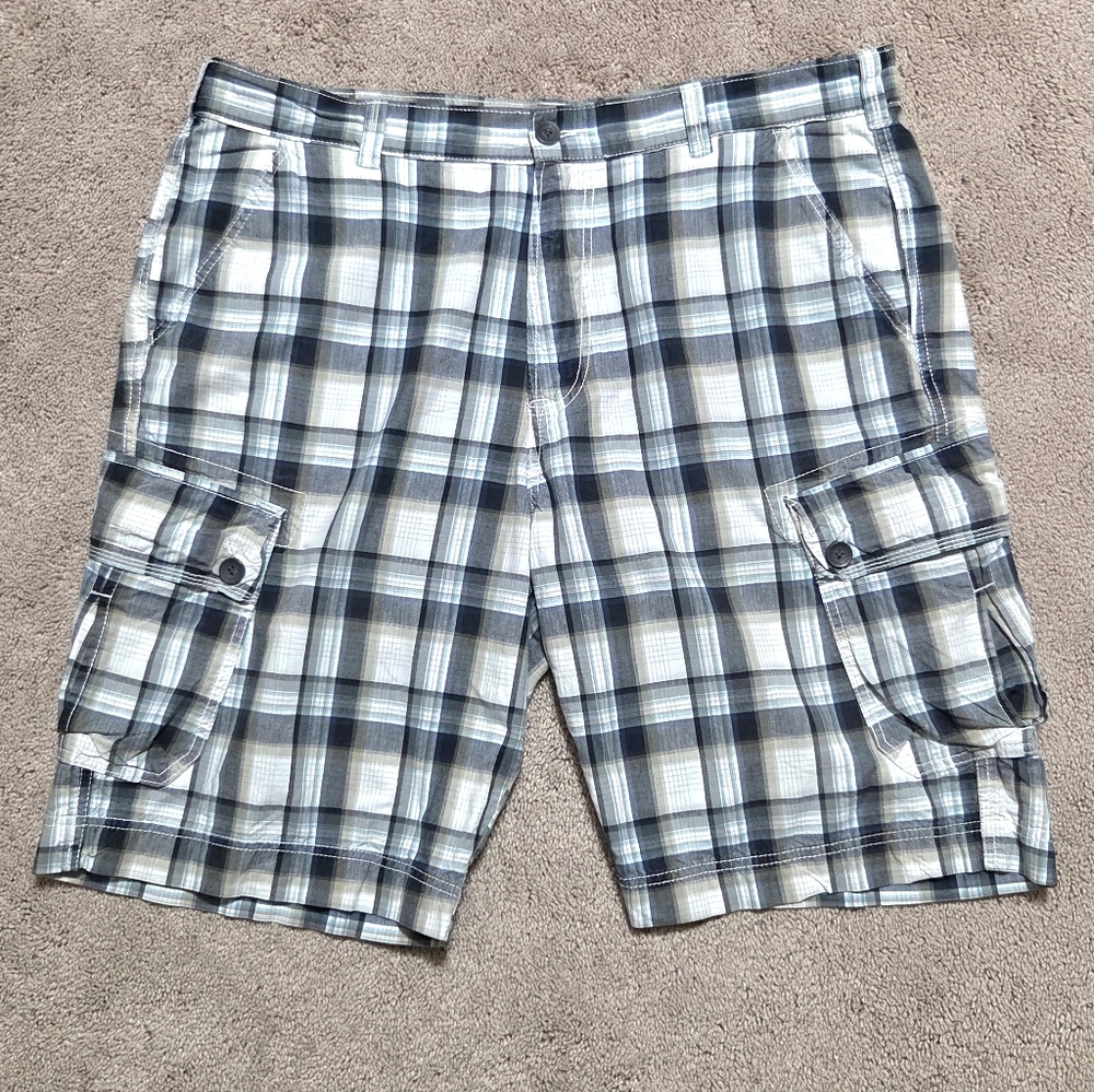 Black and White Plaid Cargo Shorts Calvin Klein Jeans Vintage